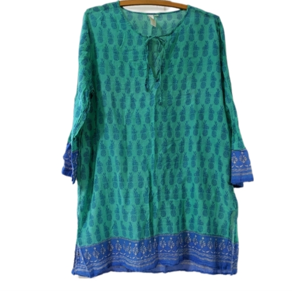 FLORA Other - 👒 FLORA Pineapple Aqua Cotton Tunic Size L